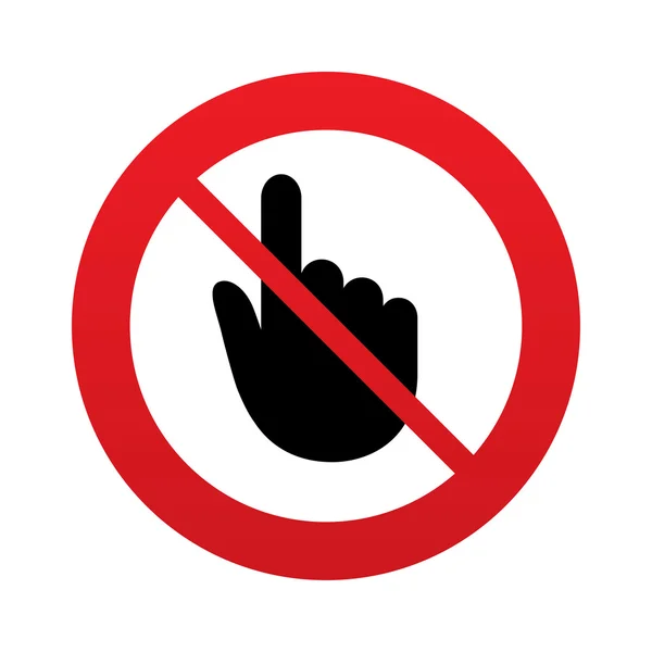 Geen pictogram van een hand cursor teken. hand aanwijzer symbool. — Stockvector