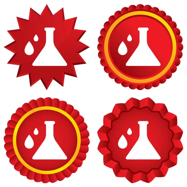 Icono de signo químico. Símbolo de bombilla con gotas . — Vector de stock