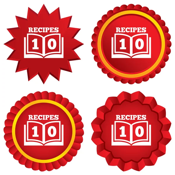 Cookbook sign icon. 10 Recipes book symbol. — Stock Vector