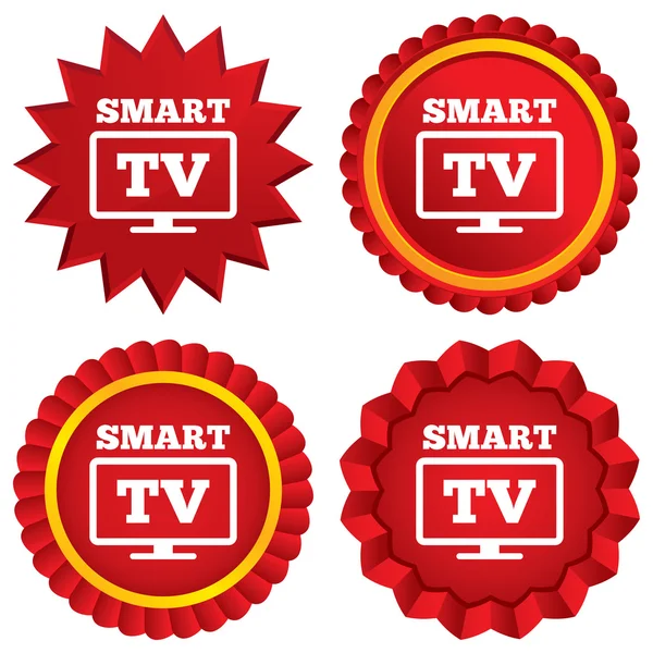 Widescreen Smart TV sign icon. Television set. — Stock Vector