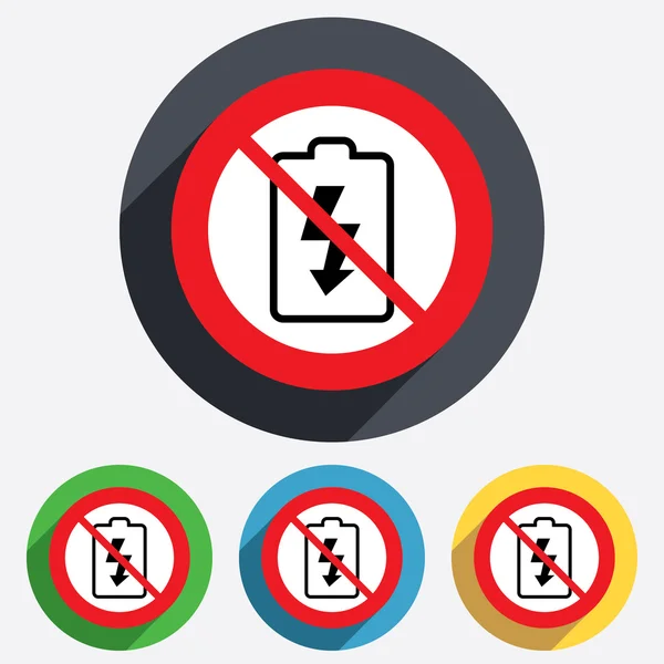 No Battery charging sign icon. Lightning symbol. — Stock Photo, Image
