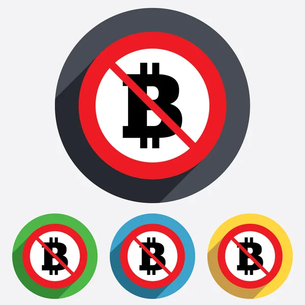 No Bitcoin sign icon. Cryptography currency symbol — Stock Photo, Image