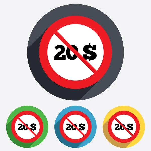 No 20 Dollars sign icon. USD currency symbol. — Stock Photo, Image