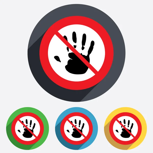 No toques. Icono del signo de impresión manual. Detener símbolo . —  Fotos de Stock