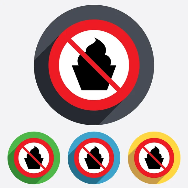 Kein Essen. Muffin-Zeichen. Süßkuchen-Symbol. — Stockfoto