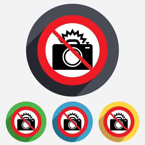 Ingen foto kamera tecken ikon. Foto flash symbol. — Stockfoto