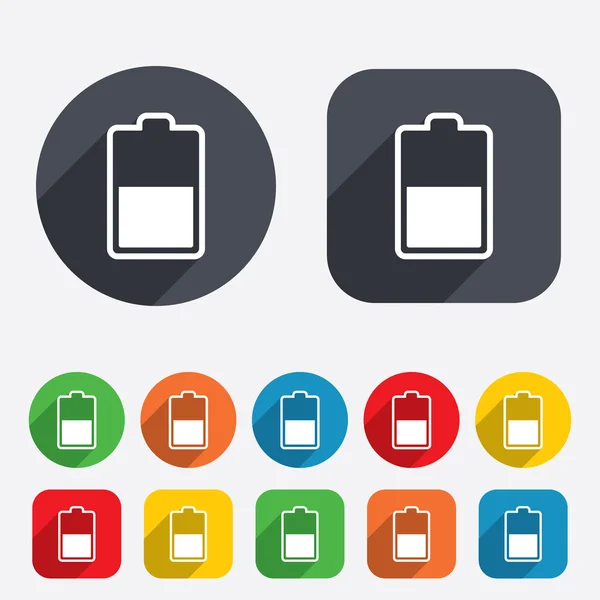 Batterie halb Ebene Zeichen Symbol. Niedriger Strom. — Stockvektor