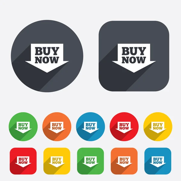 Buy now sign icon. Online buying arrow button. — Stock Vector