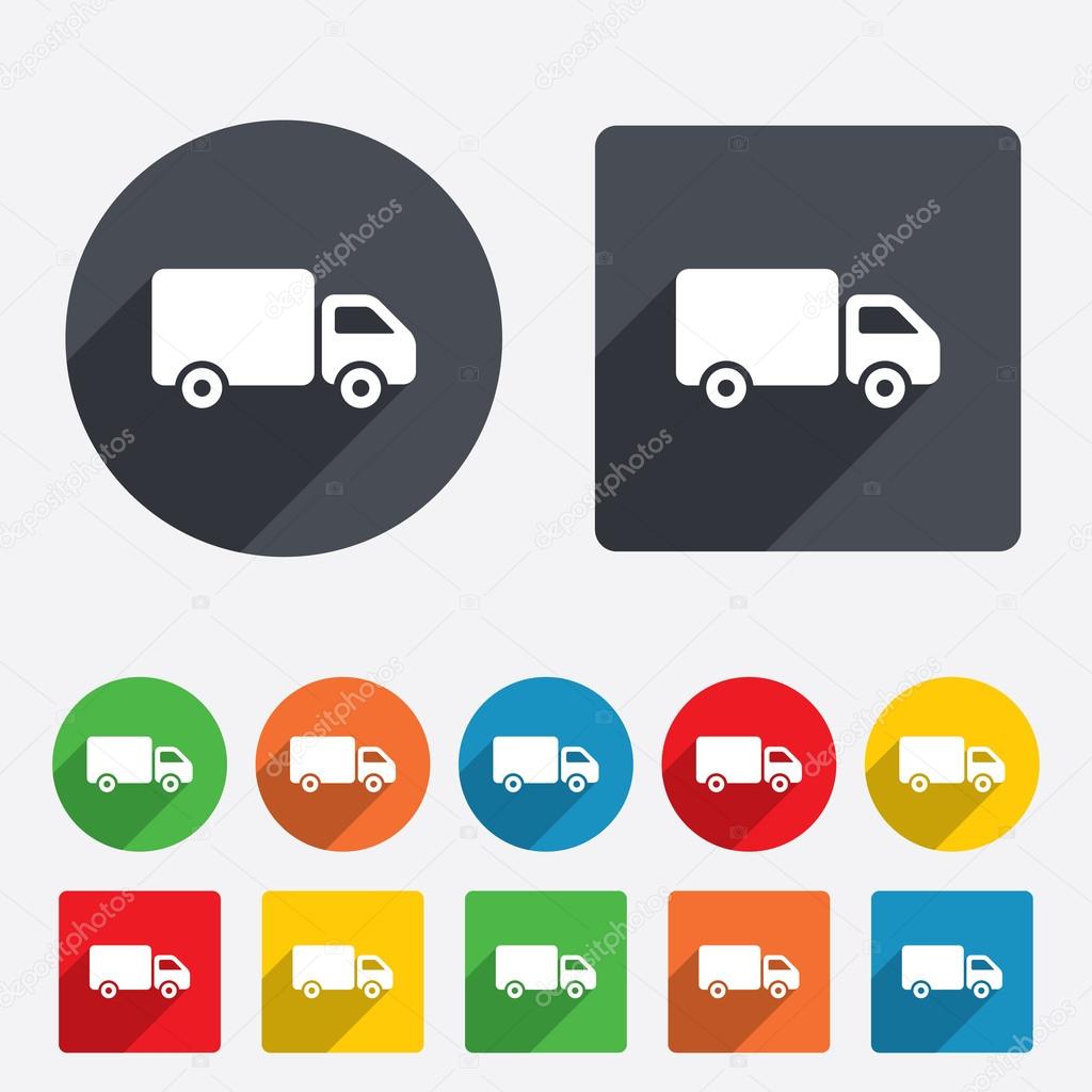 Delivery truck sign icon. Cargo van symbol.