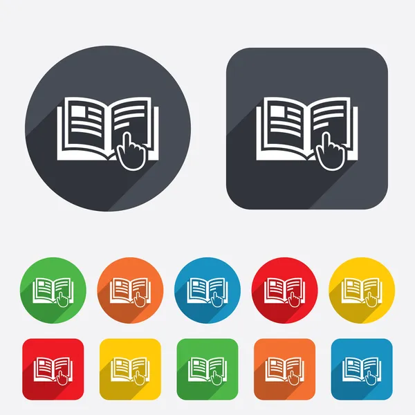 Icono de signo de instrucción. Símbolo libro manual . — Vector de stock