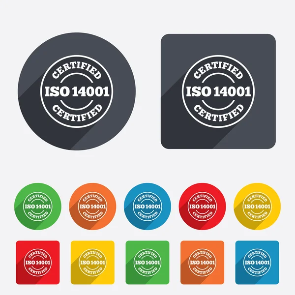 Panneau certifié ISO 14001. Timbre de certification . — Image vectorielle