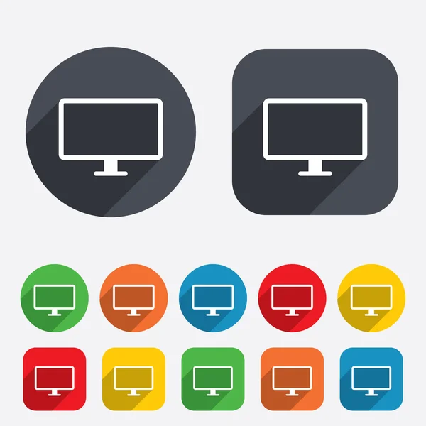 Teken het pictogram computer breedbeeld monitor. — Stockvector