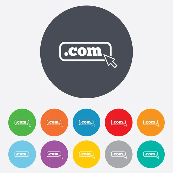 Domain com aláírás ikonra. legfelső szintű internetes tartomány — Stock Vector
