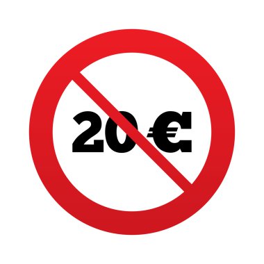 No 20 euro işareti simgesi. EUR para birimi simgesi.