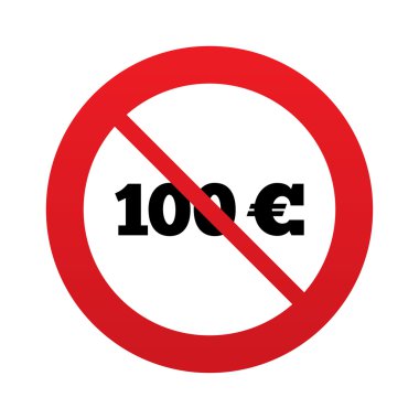 Hayır 100 euro işareti simgesi. EUR para birimi simgesi.