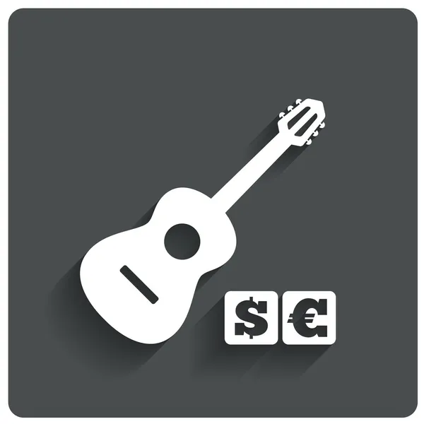 Paid music icon. Acoustic guitar music symbol. — Stock Photo, Image
