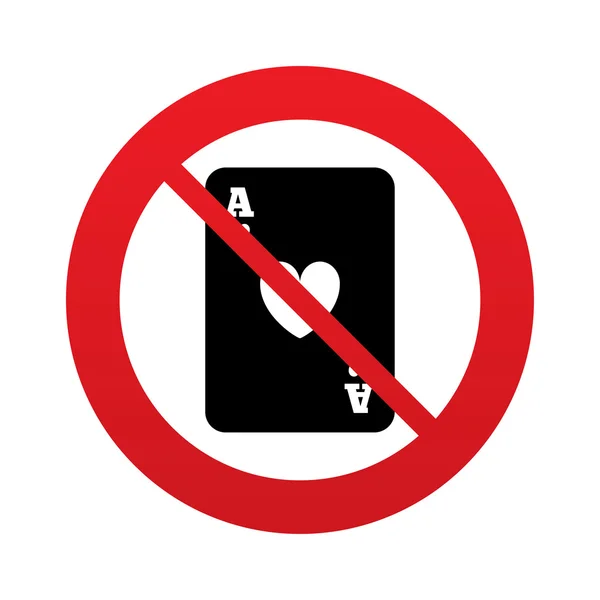 No Casino sign icon. Playing card symbol — Stock Photo, Image