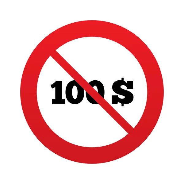 No 100 Dollars sign icon. USD currency symbol. — Stock Photo, Image