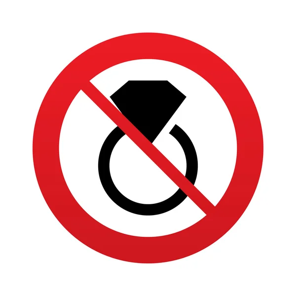 No Jewelry sign icon. Ring with diamond symbol. — Stock Photo, Image