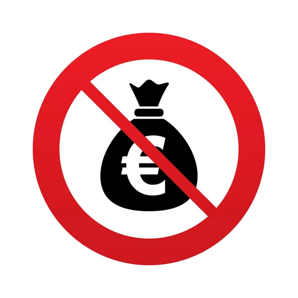 No Money bag sign icon. Euro EUR currency. — Stock Photo, Image