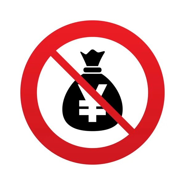 Geen geld tas teken pictogram. yen jpy valuta. — Stockfoto
