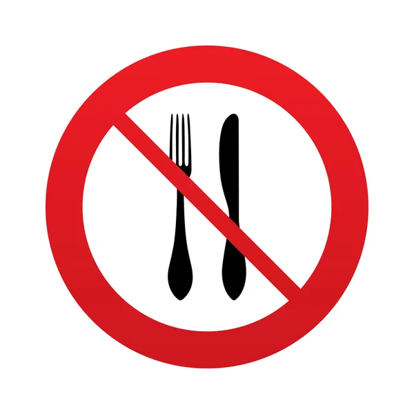 Kein Zeichen-Symbol essen. Symbol für Messer und Gabel. — Stockfoto