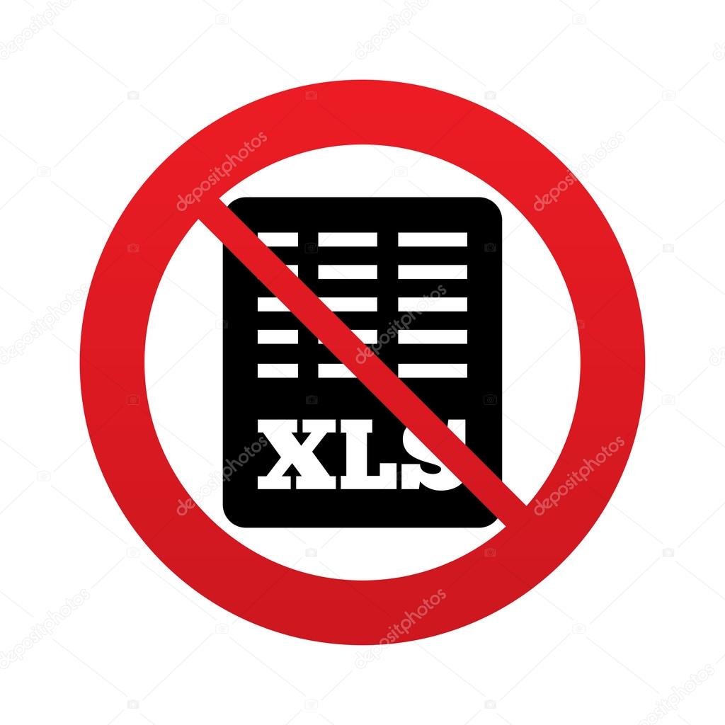 No Excel file document icon. Download xls button.