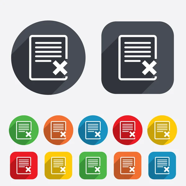 Delete file sign icon. Remove document symbol. — Stock Photo, Image