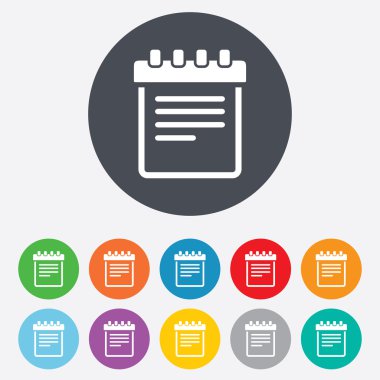 not etmek oturum simgesi. Kağıt defter sembolü.