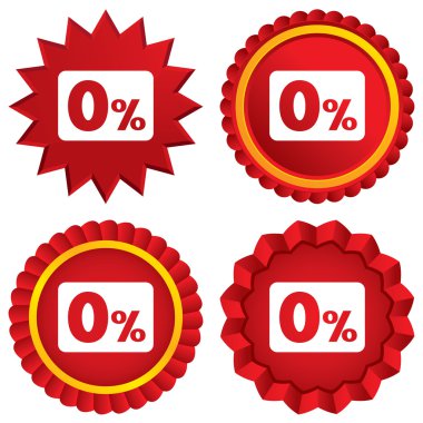 sıfır yüzde işareti simgesi. sıfır kredi simgesi.