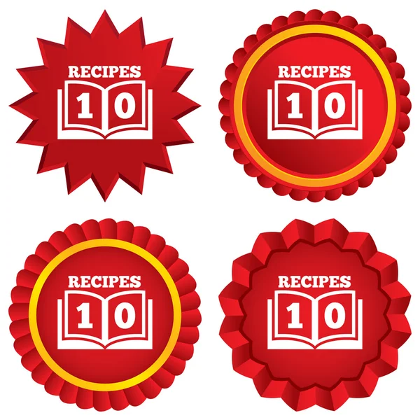 Cookbook sign icon. 10 Recipes book symbol. — Stock Photo, Image