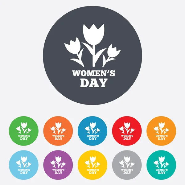 8 March Women's Day sign icon. Flowers symbol. — Stock Photo, Image