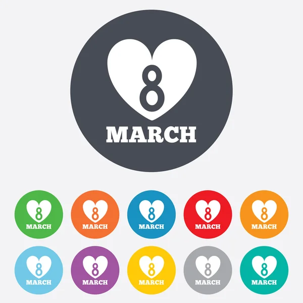 8 March Women's Day sign icon. Heart symbol. — Stock Photo, Image