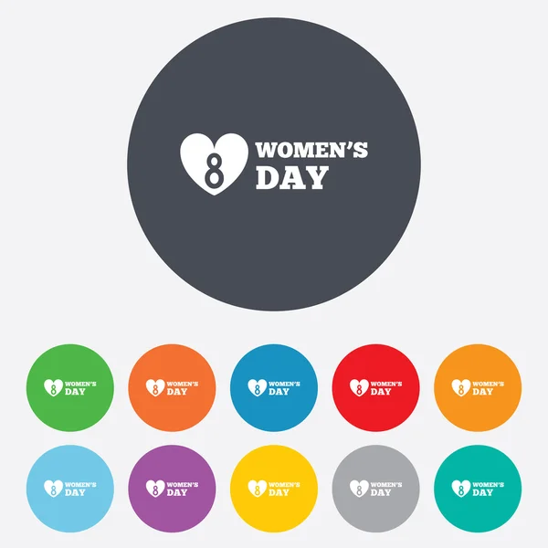 8 mars kvinnors dag tecken ikonen. hjärtsymbolen. — Stockfoto