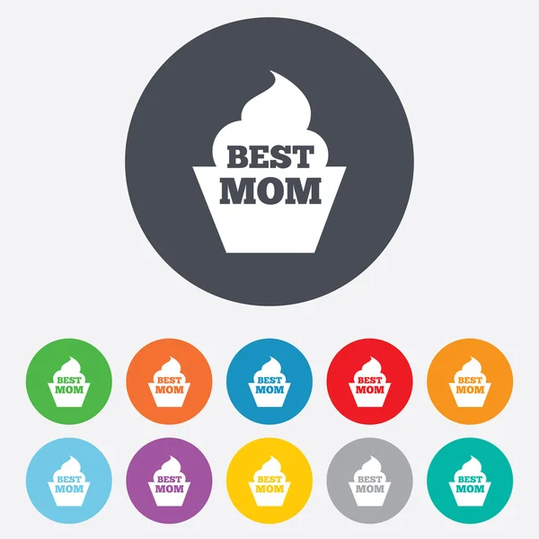 Mejor mamá signo icono. Muffin símbolo de comida . —  Fotos de Stock