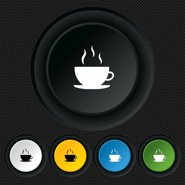 コーヒー カップの記号アイコン。ホット コーヒー ボタン. — ストックベクタ