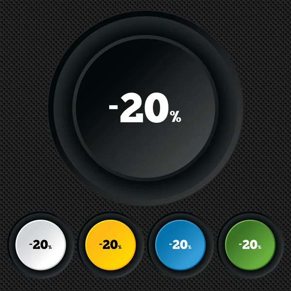 20 pour cent icône de signe de réduction. symbole de vente . — Image vectorielle