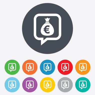 para çantası işareti simgesi. Euro eur para.