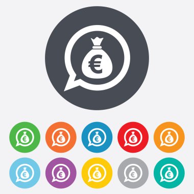 para çantası işareti simgesi. Euro eur para.