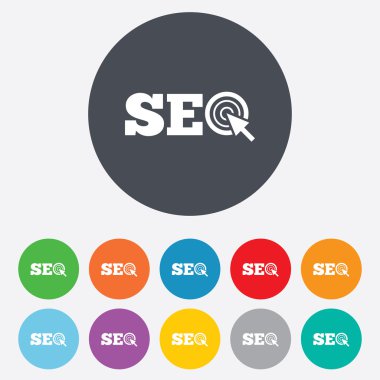 SEO işareti simgesi. Arama Motoru Optimizasyonu sembolü.