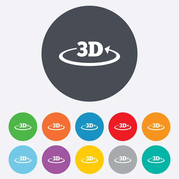 3D işareti simgesi. 3D yeni teknoloji sembolü. — Stok fotoğraf