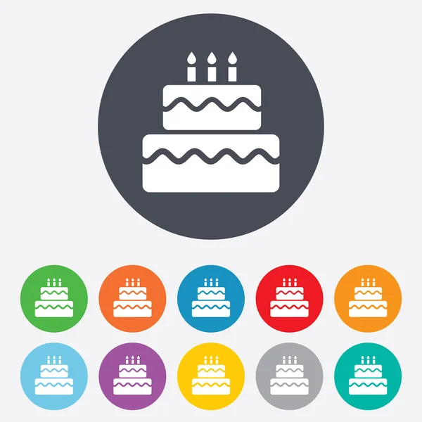 Verjaardag cake teken pictogram. brandende kaarsen symbool — Stockfoto