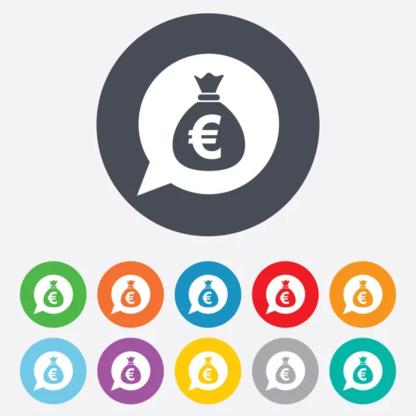 Ícone de sinal de saco de dinheiro. Euro EUR moeda . — Fotografia de Stock
