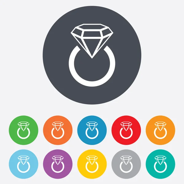 Smycken tecken ikon. ring med diamant symbol. — Stockfoto