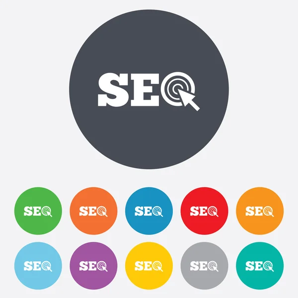 Seo 标志图标。搜索引擎优化符号. — 图库照片