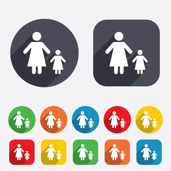 单亲家庭，一个孩子的标志图标. — 图库矢量图片