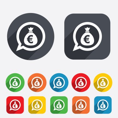 para çantası işareti simgesi. Euro eur para.