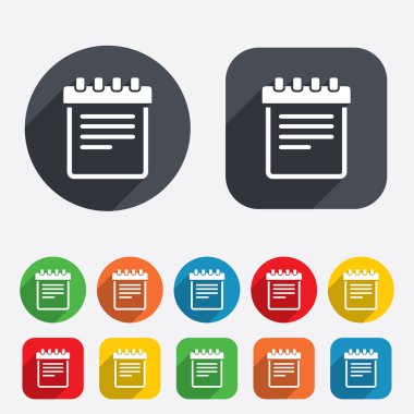 not etmek oturum simgesi. Kağıt defter sembolü.