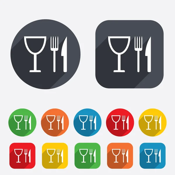 Eat sign icon. Knife, fork and wineglass. — Stock Vector