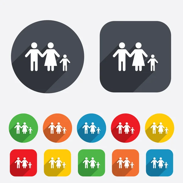 Famille complète avec une icône de signe enfant . — Image vectorielle